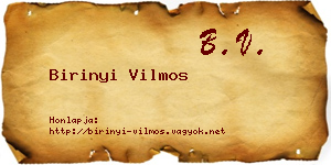 Birinyi Vilmos névjegykártya
